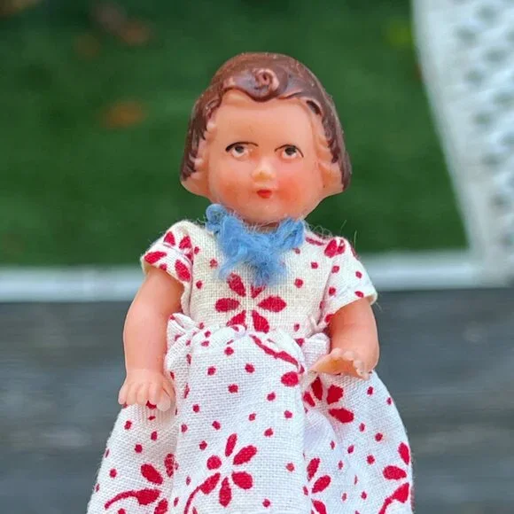 Vintage 1960's Ari Germany Dollhouse Family Rubber Dolls Mother Father Children - Picture 12 of 15